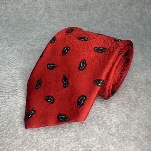 Kuppenheimer Premier Collection Tie Mens Red 100% Silk Paisley Necktie‎ Made USA